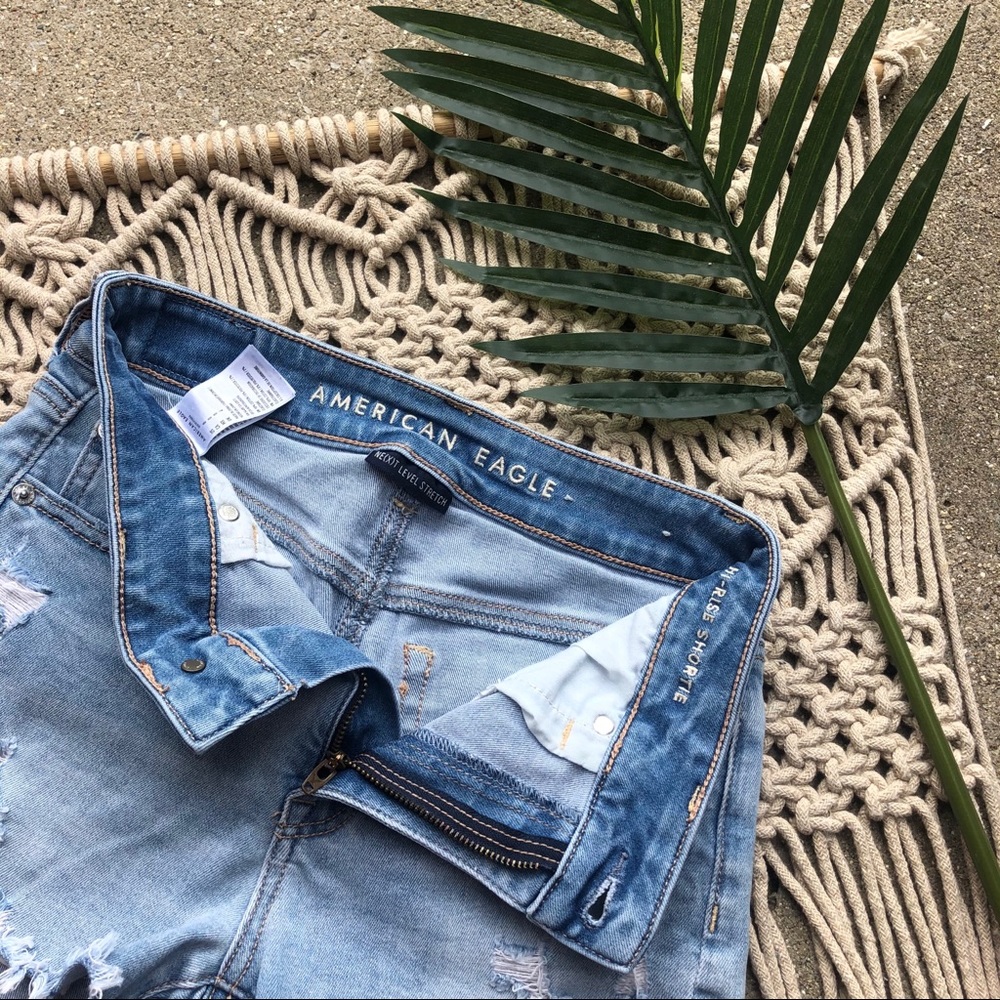 American Eagle Distressed Shorts Hi-Rise Shortie - Picture 6 of 9
